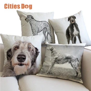 

Decorative Cushion Pillows cojines coussin decoracion para el hogar linen Scottish Deerhound 45x45cm throw Car Pillow almofada