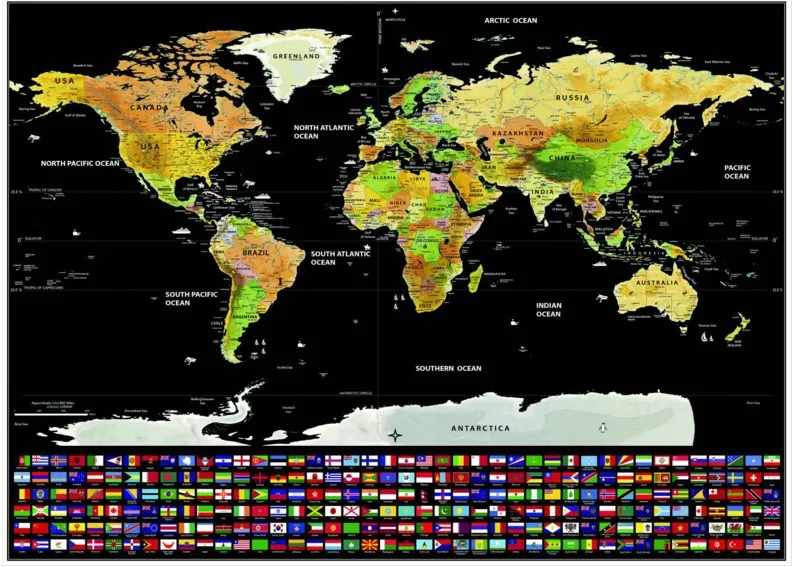 Карта с царапинами, карта черного мира, роскошная версия, карта с флагами, творческие подарки