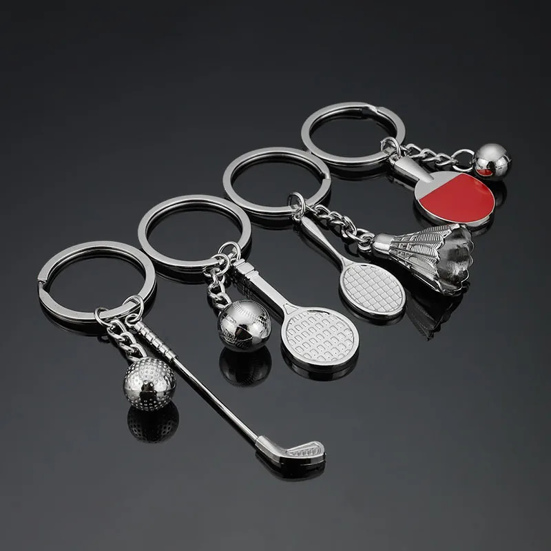 

2018 Fashion Golf keychain Sport badminton Ping pong Keychain Car keyrings Women's bags Decoration Accessories Pendants Jewelry