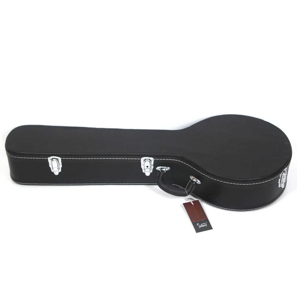 Glarry 5-string 6-string microgroove padrão couro madeira banjos caso preto-5