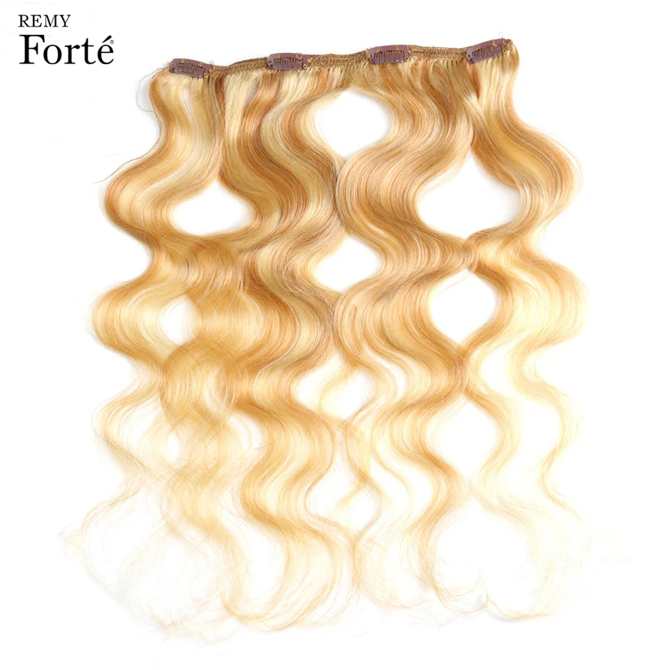 Remy Forte Clip In Human Hair Extensions P27/613 613 Piano Blonde Human Hair Clip 7 Pcs 115g Clip-In Full Head Body Hair Clip