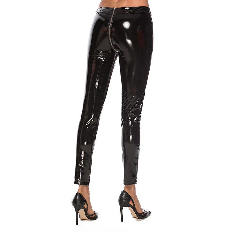 

Punk Gothic Faux Leather Leggings Women Vinyl PVC Wet Look Shiny Disco Elasticated High Waist Leggings