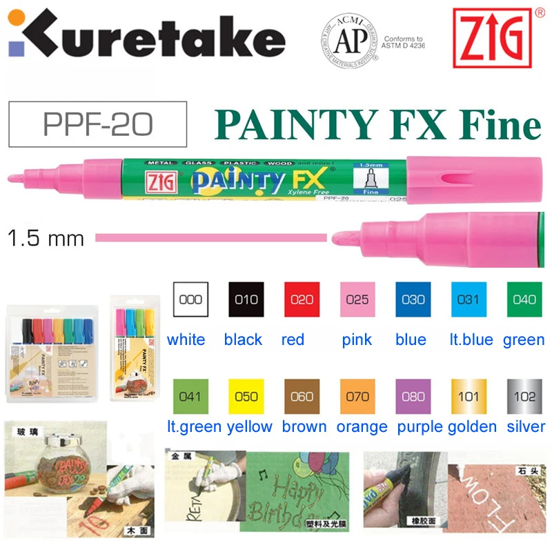 ZIG маркеры Kuretake кисть-ручка PPF-20 PAINTY FX Fine 1 5 мм Япония | Канцтовары для офиса и дома