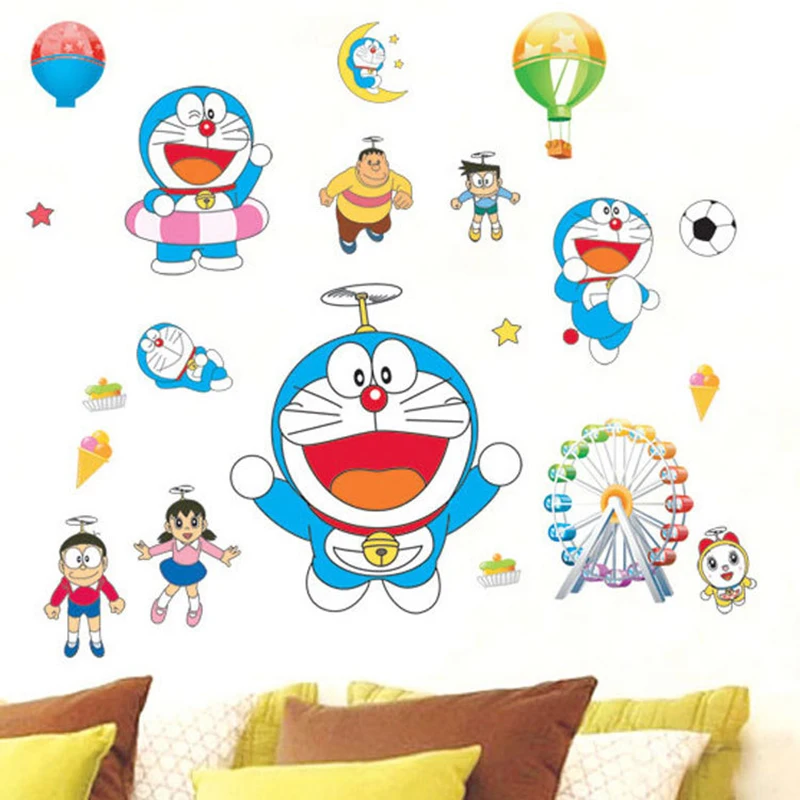 Cartoon Doraemon PVC Removable Children Bedroom Car Stickers Wall