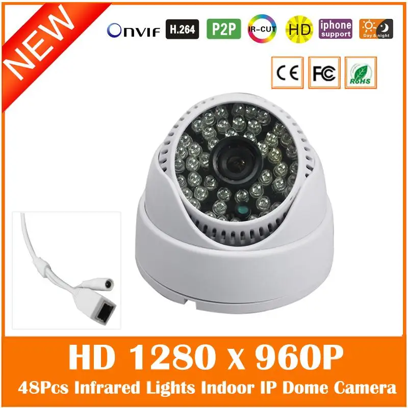 Hd 960 p Ip купольная камера инфракрасная свет Onvif обнаружения движения мини пластик видеонаблюдения Белый Веб камера Fewwshipping Лидер продаж