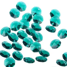 14 мм 50 шт. темно-зеленый DIY Хрустальная восьмиугольная бусина люстра Призма части Suncatchers Хрустальная стеклянная люстра подвесные части