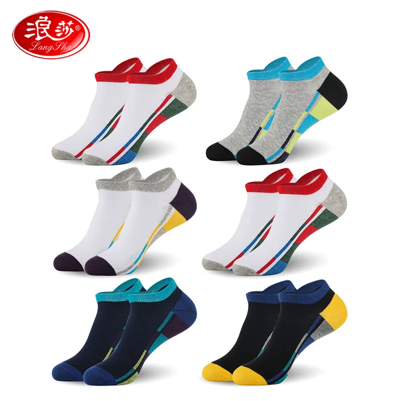 

Langsha men cotton socks 6pairs/lot man brand no show sock slippers man summer socks