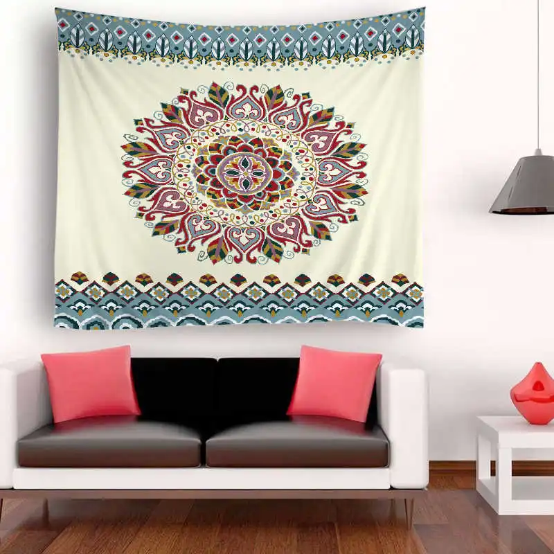 Indian Flower Printed Decorative Macrame Wall Hanging Mandala Tapestry Beach Bedspreads Indian Carpets Boho Wedding Decoracion