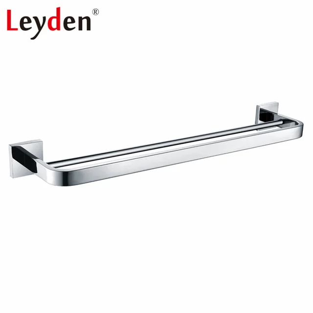 Leyden Stainless Steel Polished Chrome Double Towel Bar Holder Wall Leyden Stainless Steel Polished Chrome Double Towel Bar Holder Wall Mounted Rounded Style Rack