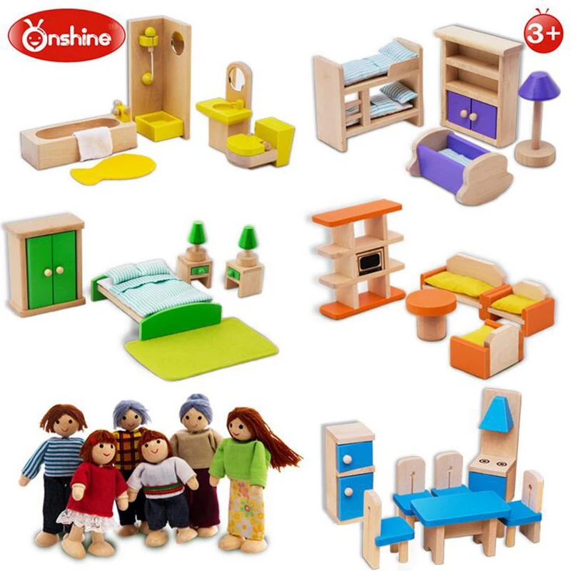 

Simulation Room Furniture Toys Wooden Doll Bathroom Bedroom Family Doll Child Play House DIY Cosplay Toy Educational Toy Gifts