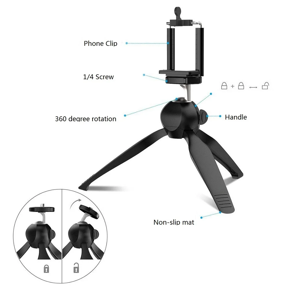 Мини тренога для смартфонов Камера телефона держатель для крепления держателя настольная подставка легкий для путешествий для iPhone X/8/7 Plus huawei Xiaomi