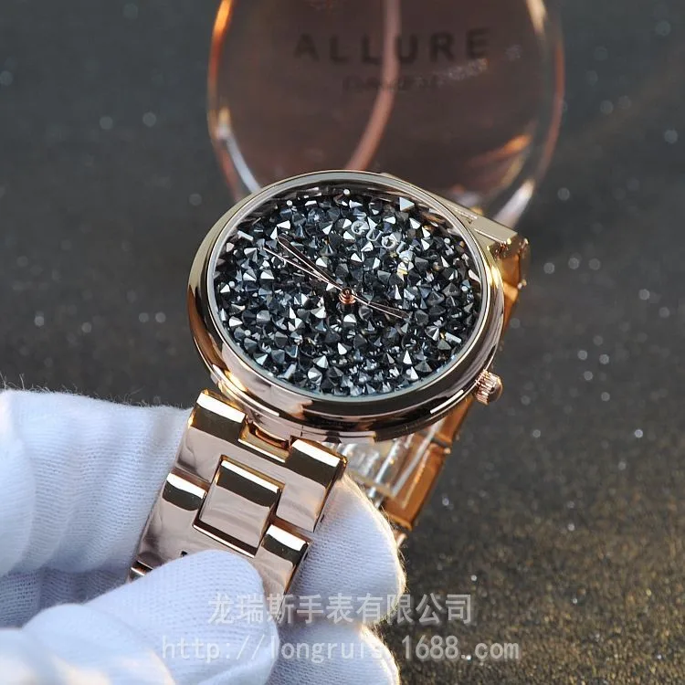 GUOU брендовые Кварцевые водонепроницаемые женские и мужские унисекс полностью браслет из нержавеющей стали модные персональные babysbreak часы с бриллиантами