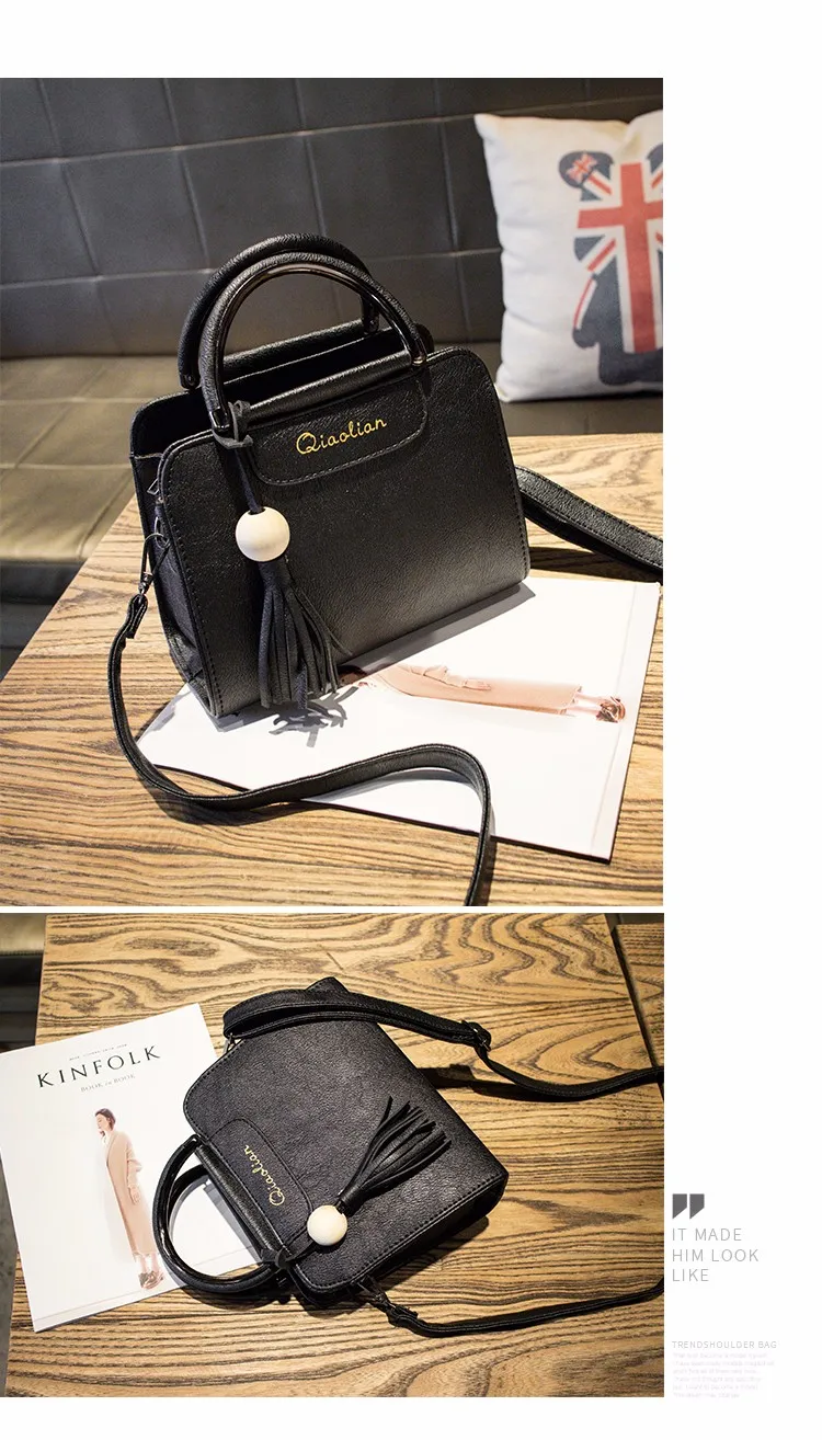 Free shipping, 2018 new women handbags, simple fashion flap, trend tassel woman messenger bag, Korean version shoulder bag. 24