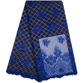 

Blue 2018 Latest French Nigerian Laces Fabrics High Quality Tulle African Laces Fabric Wedding African French Tulle Lace 1125