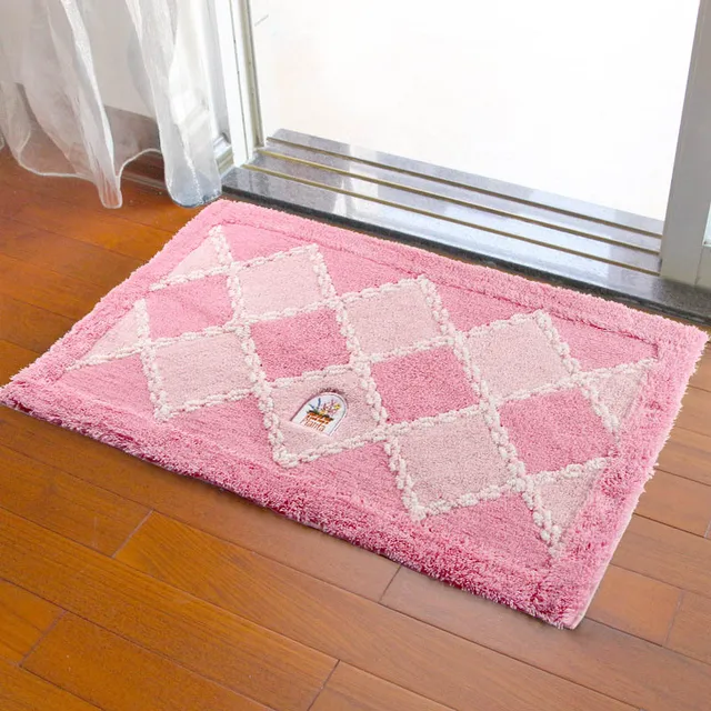 Fiber Plush Fluffy Flocked Anti Slip Front Door Mats Outdoor Indoor