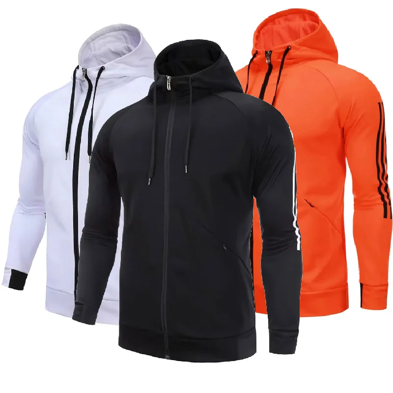 

Winter Men Running jacket Sports fitness clothes Hooded Coat Gym Soccer basketball Outdoor training Run Bodybuilding Jackets set
