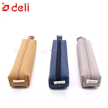 

Deli School Pencil Bag Simple Style Pens Storage Bags Pouch Stationery 3 Color Fabric Pencils Box Kits School & Office Supplies