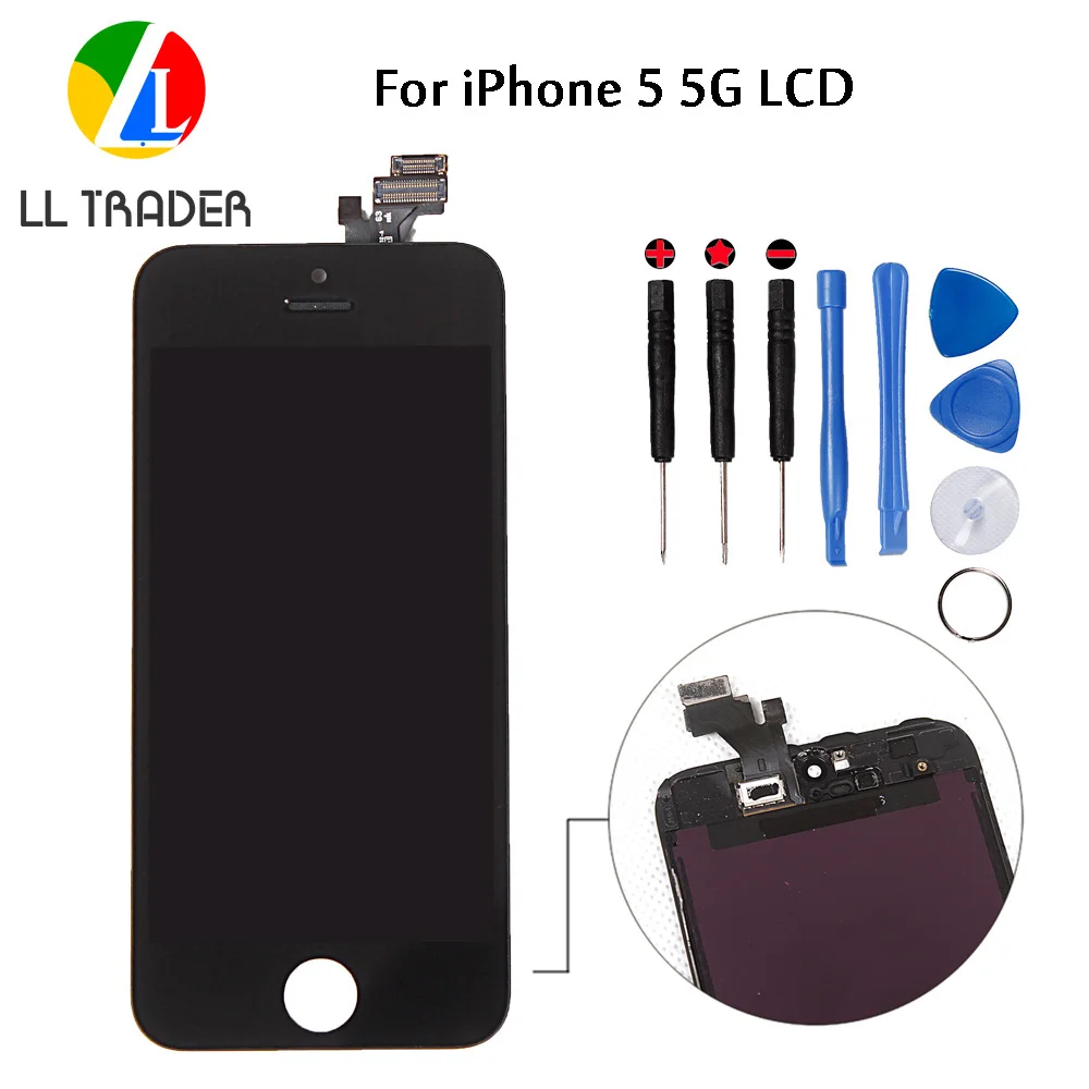 

LL TRADER Black Display For iPhone 5 5G LCD Touch Screen iPhone5 Pantalla Digitizer Assembly Replacement No Dead Pixel+Tools