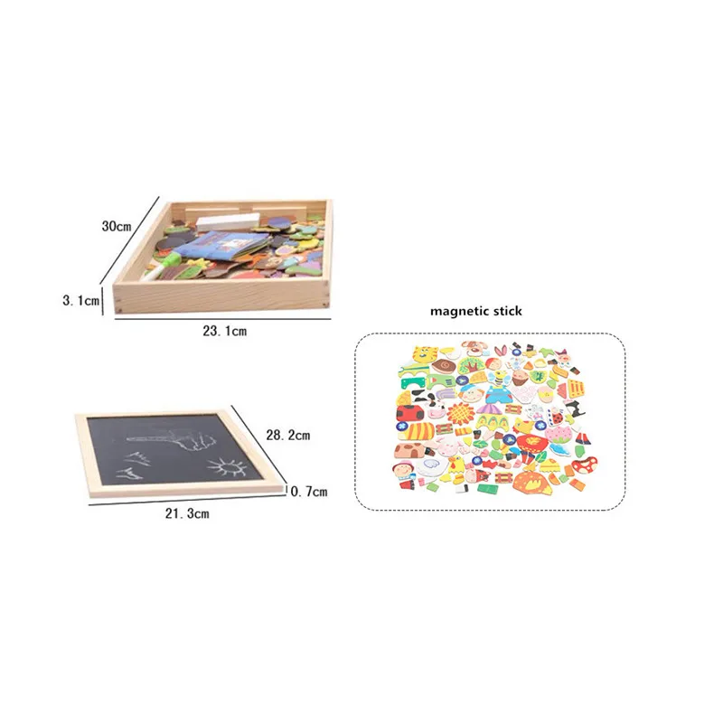 Деревянная многофункциональная детская головоломка с животными, магнитная доска для рисования, доска для обучения, обучающие игрушки для детей