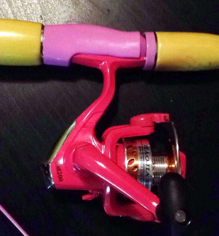 

Children fishing rod 1.5 meters 2 sections lure fishing rod cute rod spinning reel pink rod the reel updated