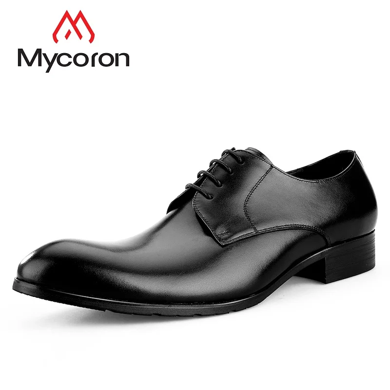 

MYCORON Fashion Mens Suit Boots Luxury Fashion Genuine Leather Business Male Shoes Handmade Formal Derby Shoes Schuhe Herren