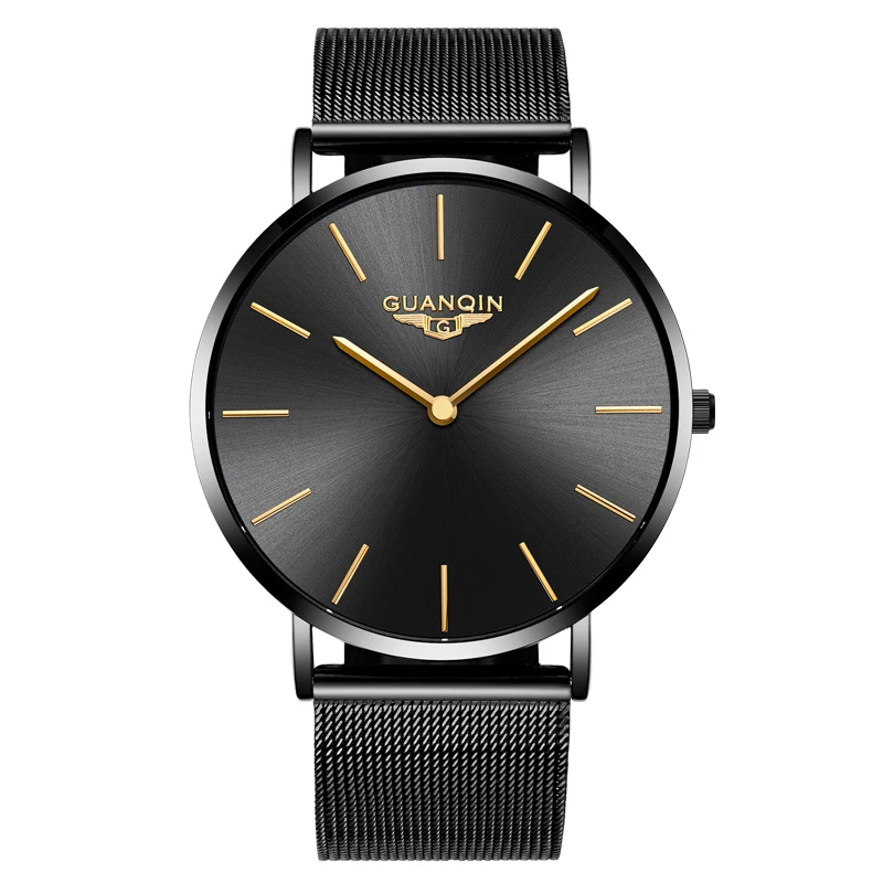 

GUANQIN GS19081 watches men luxury brand Simple Ultra Thin Mesh Strap Watches Men Business Full Steel Waterproof Quartz Watch