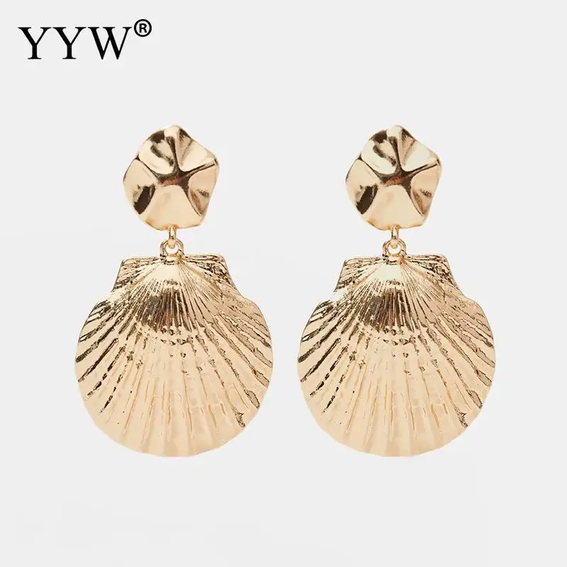 

YYW Shell Earrings Women Gold Color Geometric Big Statement Earrings 2019 Earings Fashion Jewelry Vintage Boho Drop Dangling