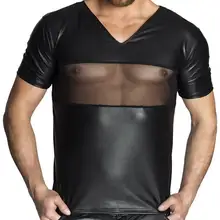 Сексуальное женское белье Европа Сексуальная ПВХ резиновая латексная Мужская футболка эротическая майка для геев X6738