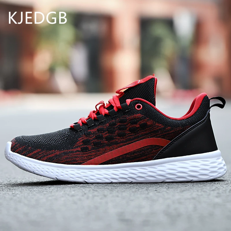 

KJEDGB New Men Sneakers Summer Flyknit Mesh Breathable Ultralight Men Casual Shoes Big Size 39-45 Tenis Masculino Adulto