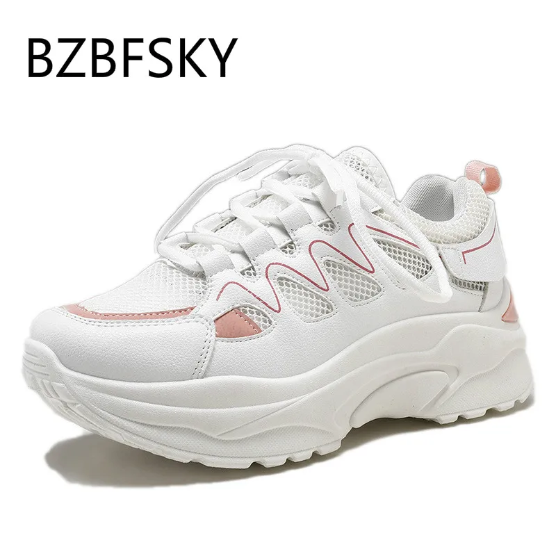 

BZBFSKY new summer net red sports shoes wild thick women's shoes breathable mesh women sneakers moda mujer off white shoes