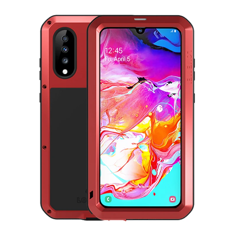  Aluminum Metal Armor Full Body Case For Samsung Galaxy A70 Case 360 Shockproof With Gorrila Glass C