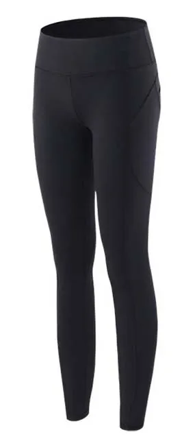 Однотонный спортивный пуш-ап леггинсы женские Компрессионные Леггинсы для тренировок обтягивающие штаны для йоги Леггинсы для бега - Цвет: Черный