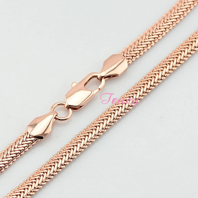 1pcs Mens Womens 5mm Solid Rose Gold Color Herringbone Snake Chain Necklace Rose 50cm Jewelryin