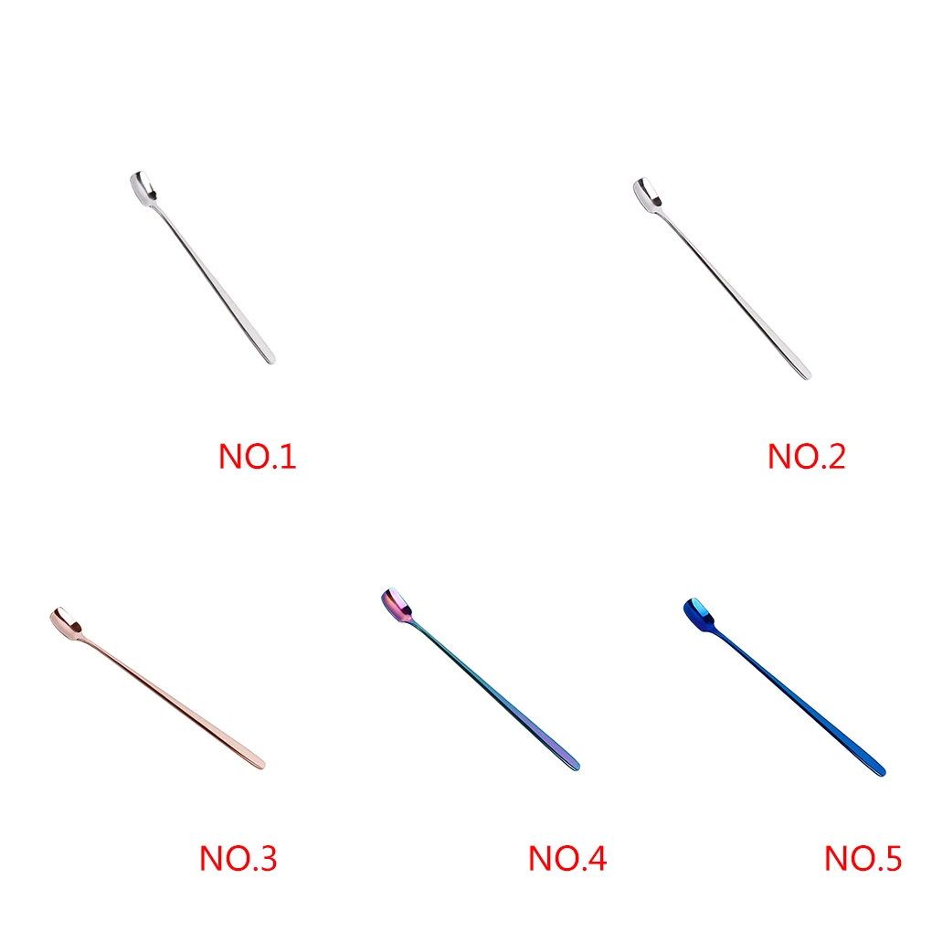 Разноцветный из нержавеющей стали ложка с длинной ручкой кофейные ложечки Холодный Напиток Фруктовый мороженое чайная ложка для питья кухонный гаджет