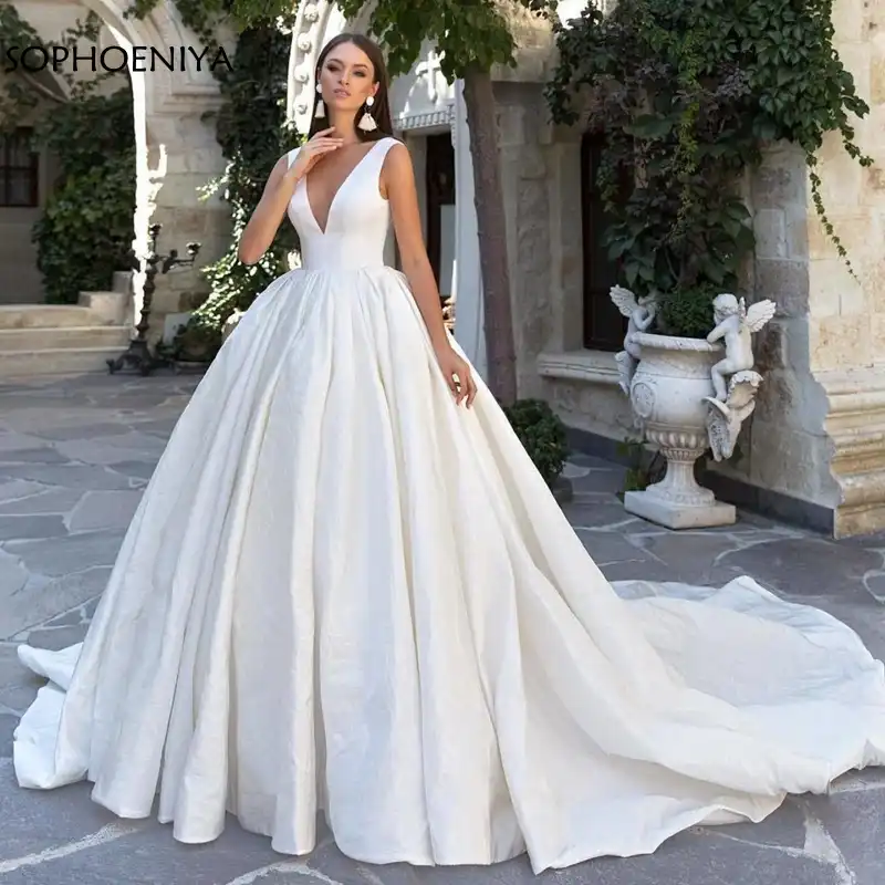 Satin wedding dresses ball gown Clearance