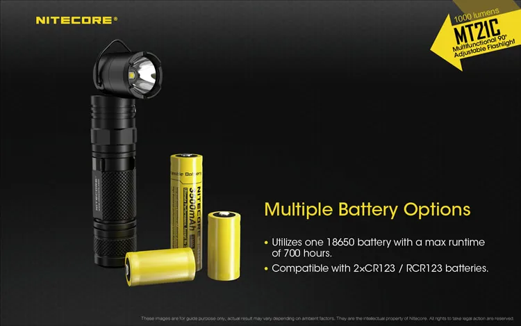 NITECORE MT21C CREE XP-L HD vсветодио дный 6 LED 1000 люмен универсальный 90 градусов Регулируемый фонарик