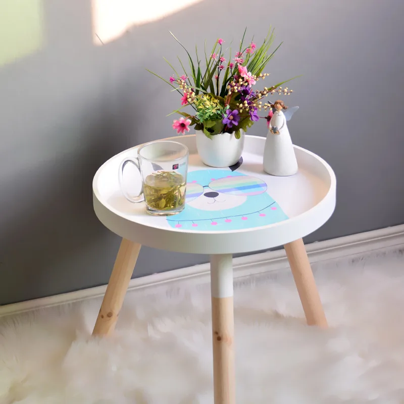 

Nordic Style Wooden Coffee Table Children's Cartoon Table For Living Room Balcony Kid Room Decor