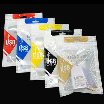 

USB Charger Bag Data Line Color Printing Transparent Ziplock Bag Plastic Seal Pocket