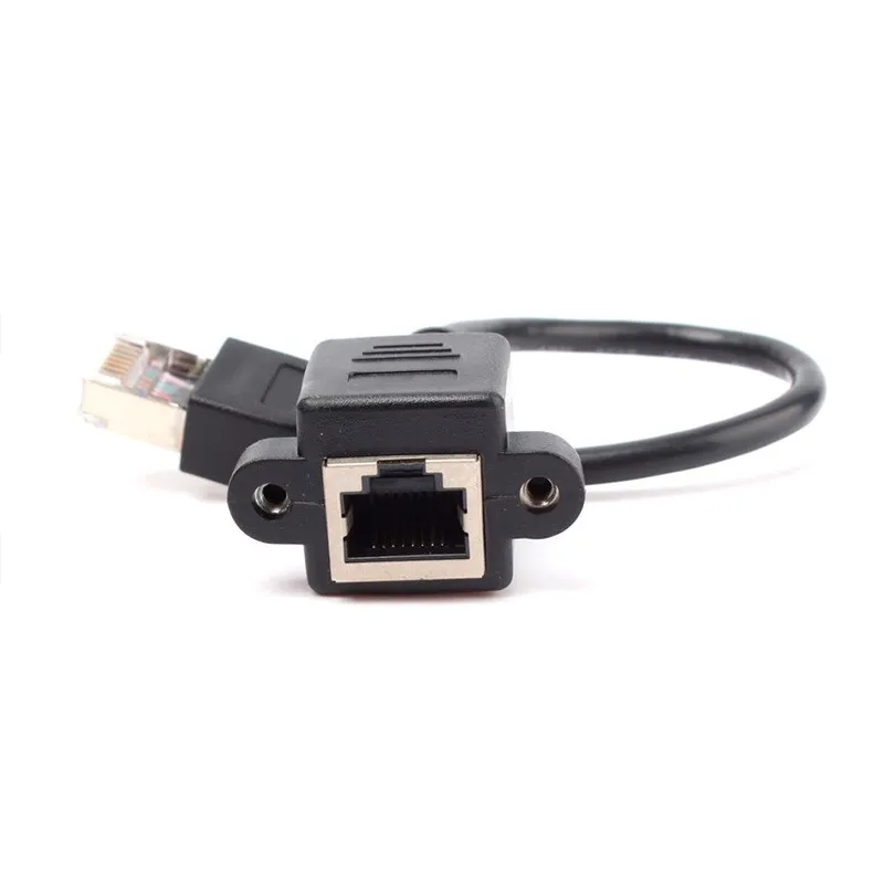30CM-0-3M-RJ45-Male-to-Female-Screw-Panel-Mount-Ethernet-LAN-Network-Extension-Cable-69081