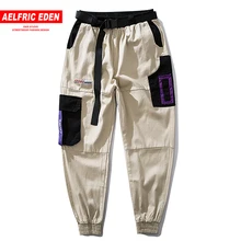Aelfric Eden Patchwork Elastic Waist Ribbons Multi-pockets Cargo Pants Mens Harajuku Streetwear Hip Hop Casual Joggers Trousers