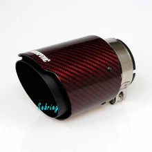 Glossy Red  Carbon Fiber AKRAPOVIC Stainless steel Universal Automobile exhaust pipe Muffler Pipe