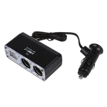 Twin Socket Car Cigarette Charger with 2 USB Port For Cell Phone GPS