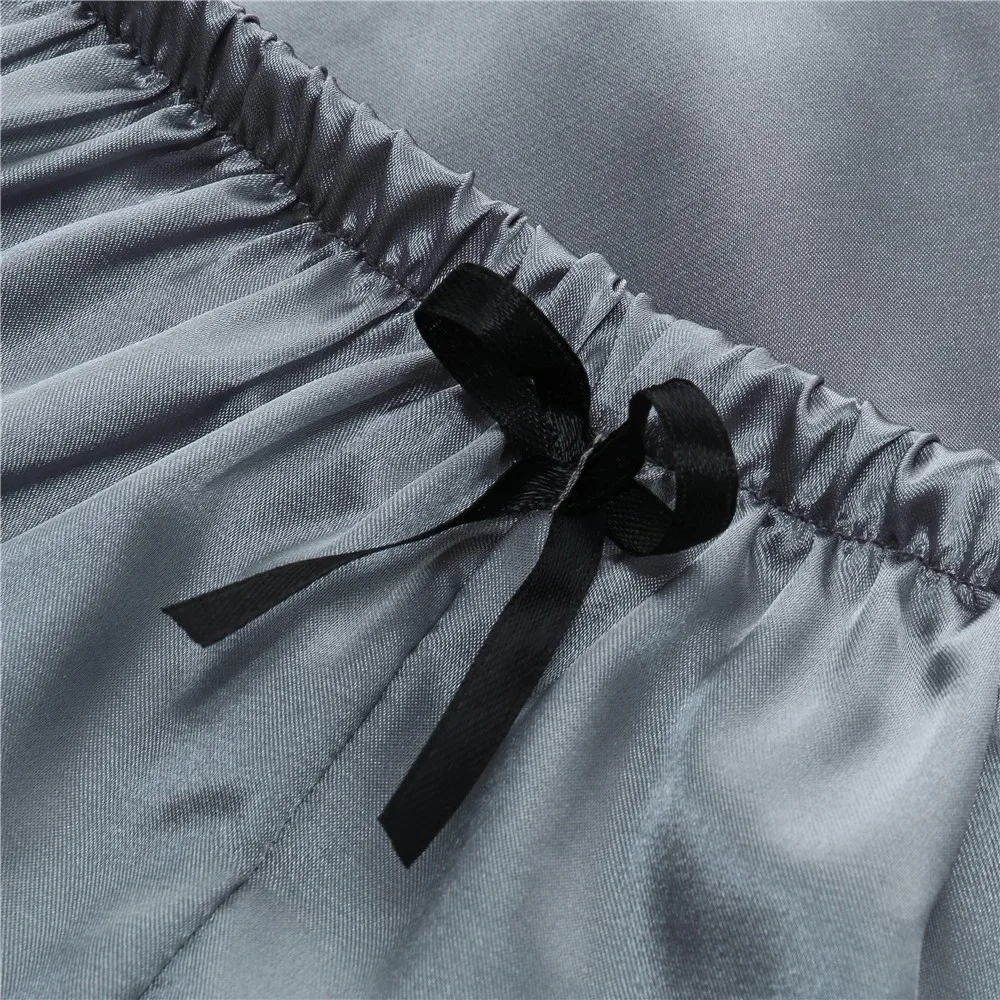 Женская одежда для сна, сексуальный атласный комплект, Черная кружевная Пижама с v-образным вырезом, без рукавов, милый топ на бретельках и шорты, pijama mujer algodon veran