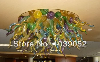 

European Multi Color Crystal Hand Blown Art Glass Chandelier