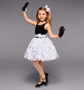 

Child Ballet Dance Wear Cute One-piece Skirt Black And White Costume Costume