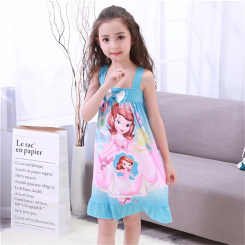

Spring and Autumn girls cartoon printing cute sweet nightdress princess pajamas at home wear evening dress tracksuit TOP Sale