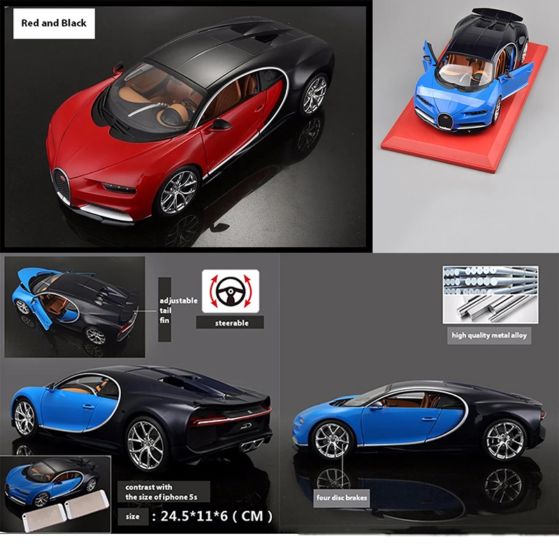 Игрушки для мальчиков и девочек 1:24 Масштаб Bugatti Veyron литья под давлением модель родстер оттягивающий автомобиль с коробкой Детская Коллекция игрушек для подарка