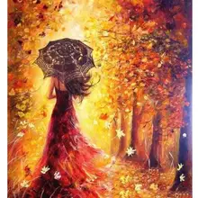 4031 красивая женщина осень-краски по номерам наборы для взрослых DIY