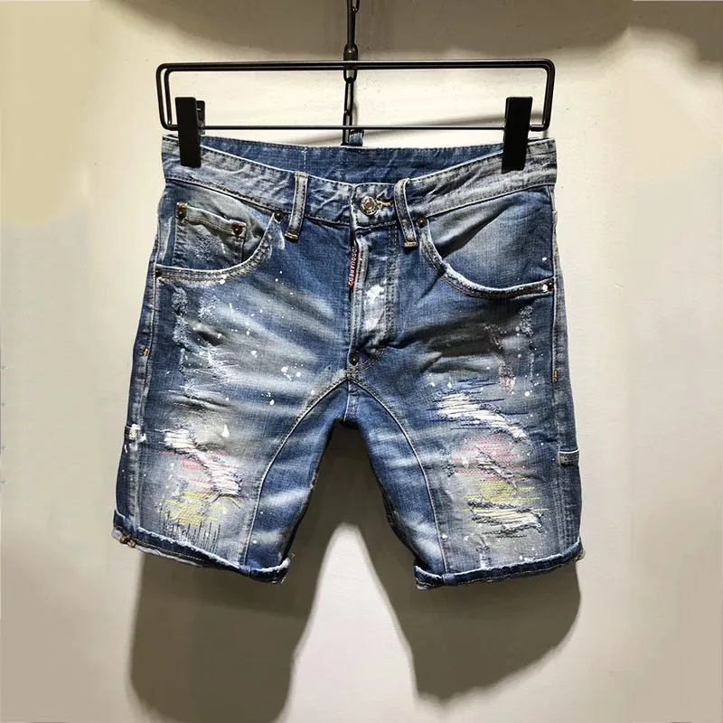 Новые летние Для мужчин Stretch Slim Fit Короткие джинсы скинни Джинсовые шорты s