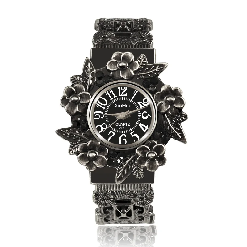 XINHUA модные роскошные часы с браслетом Женские кварцевые наручные часы из нержавеющей стали женские часы в форме цветка женские часы